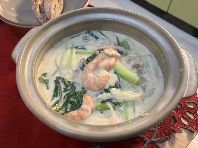 えびと小松菜のクリーム煮