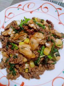 かきと牛肉の炒め物