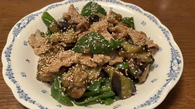 なすと豚肉のしぎ焼き