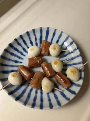 焼きソーセージうずら串