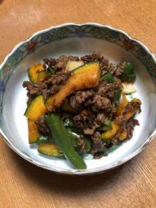 かぼちゃと牛肉のバターじょうゆ