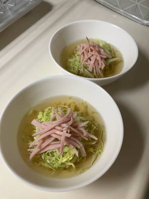 せん切りキャベツのだしかけスープ