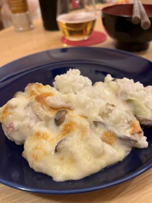 ねぎときのこのグラタン