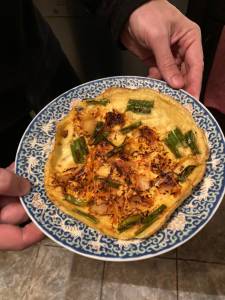 細ねぎとキムチのチヂミ