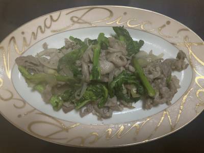 菜の花と豚肉の塩炒め