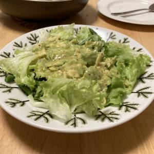 アスパラガスとアボカドのマスタードドレッシングあえ