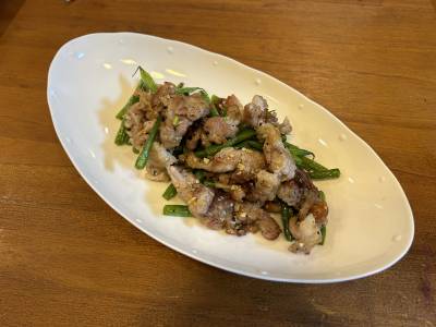 豚こまといんげんのにんにく炒め