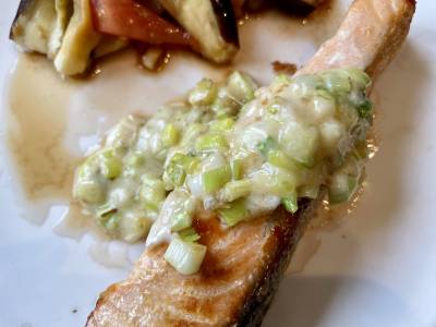 切り身魚のねぎチーズあん