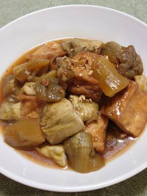 なすと厚揚げの黒酢煮