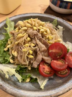 豆もやしと豚しゃぶの香味サラダ