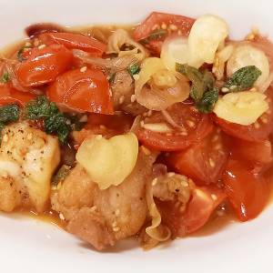 鶏とたっぷり薬味のトマト甘酢