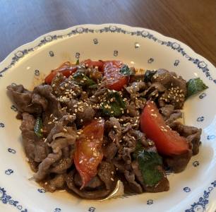 トマトと牛肉の甘辛炒め