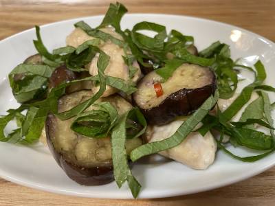 鶏むね肉となすのレモン南蛮漬け