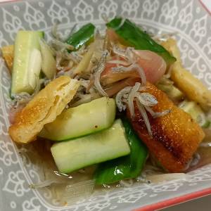 きゅうりと油揚げの甘酢ちりめん