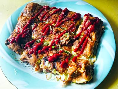 春キャベツのオープンオムレツ