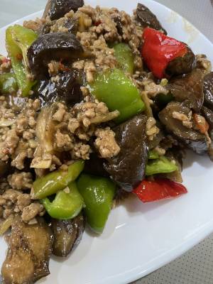 なすとひき肉のピリ辛炒め