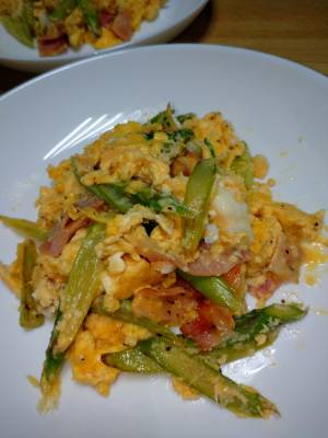 アスパラのマヨカルボナーラ