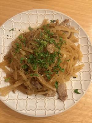 大根のしょうがじょうゆ炒め