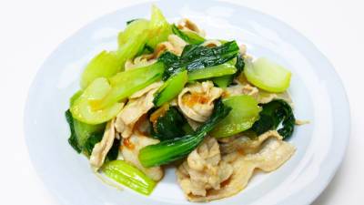 チンゲンサイと豚しゃぶの中華オニオンあえ