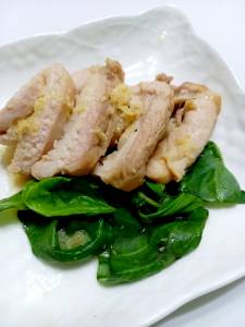 鶏ロール蒸しレモンジンジャーソース