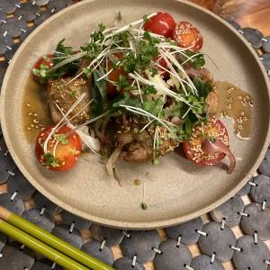 鶏とたっぷり薬味のトマト甘酢