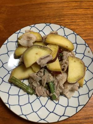 さつまいもと豚バラの塩きんぴら