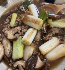 しいたけとひき肉のあんかけ
