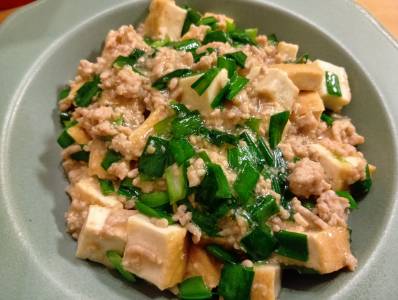 厚揚げの豚ガーリックみそ炒め