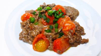 ミニトマトと牛肉の炒め物