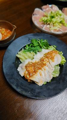 キャベツのザク切り蒸し よだれ鶏風