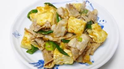 豚と豆腐のねぎみそ炒め