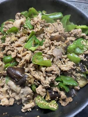 なすと豚肉のしぎ焼き