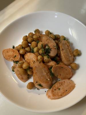 豆とベーコンのケチャップ炒め