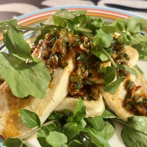 焼き豆腐のヤンニョムがけ