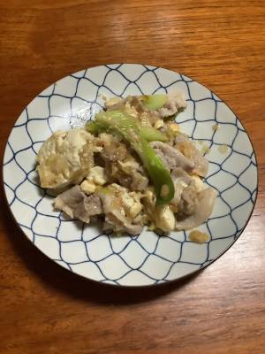 豚と豆腐のねぎみそ炒め