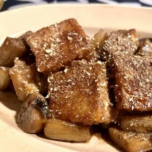 なすと厚揚げの黒酢煮