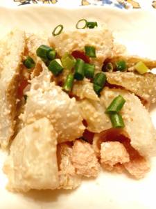 れんこんと焼きたらこのわさびマヨネーズあえ