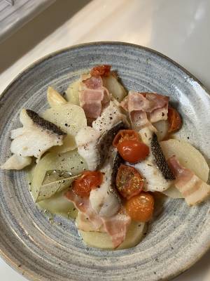 たらとじゃがいもの重ね蒸し