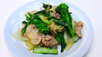 菜の花と豚肉の塩炒め