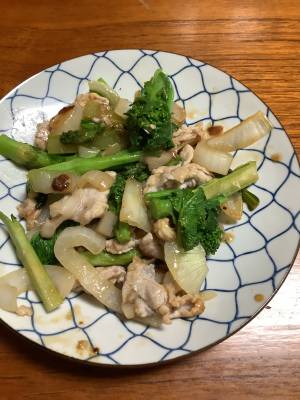 豚肉と菜の花のレモンじょうゆ炒め