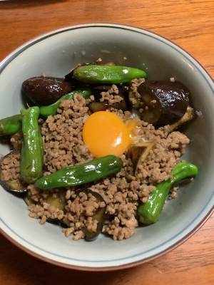 なすと豚ひき肉のどんぶり