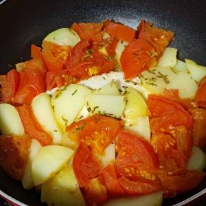 たらとじゃがいもの重ね蒸し