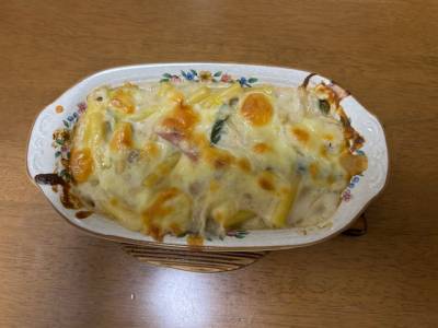 ねぎときのこのグラタン
