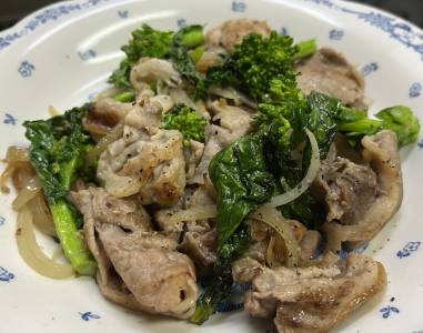 菜の花と豚肉の塩炒め