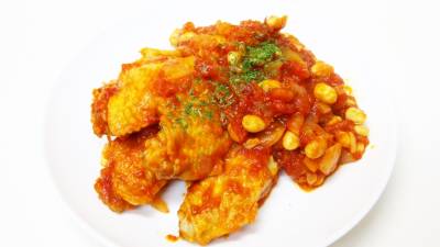 大豆と鶏手羽の煮物