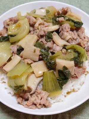 豚薄切り肉とチンゲンサイの中国風蒸し煮