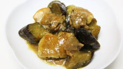 なすと鶏肉の甘酒みそ煮