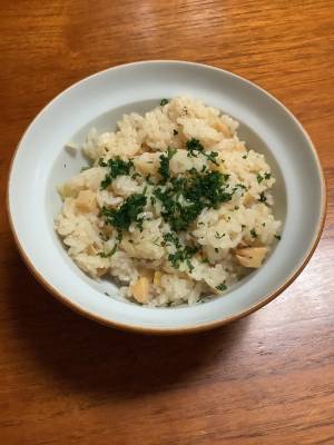 バターとこしょうのたけのこご飯