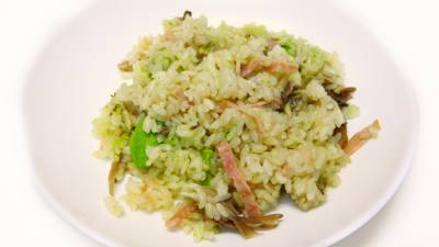 まいたけとベーコンのアボカドご飯