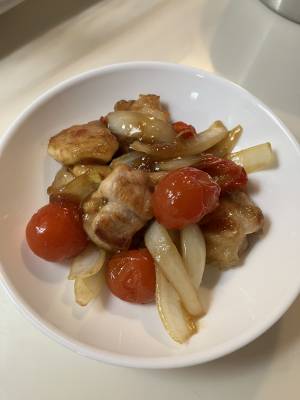 鶏とトマトの甘酢炒め